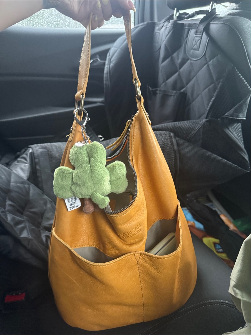American Leather Tote Hobo Bag in Mustard Yellow Tan
